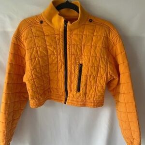 Yellow Urban Outfitters cropped puffer jacket bomber